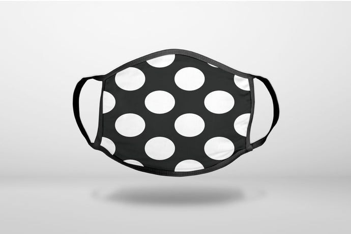 White & Black Polka Dots - 3-Ply Reusable Soft Face Mask Covering, Unisex, Cotton Inner Layer