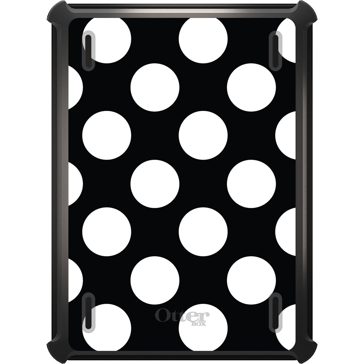 DistinctInk™ OtterBox Defender Series Case for Apple iPad / iPad Pro / iPad Air / iPad Mini - White & Black Polka Dots