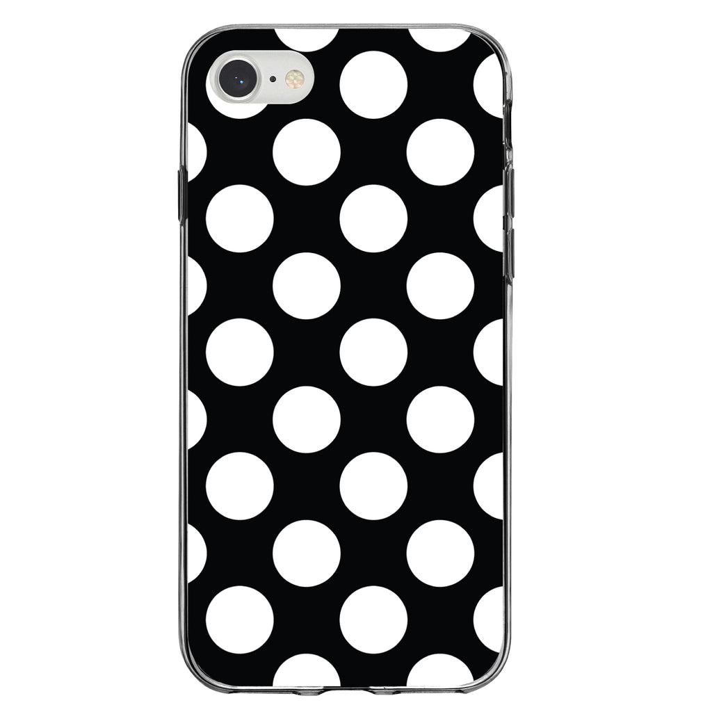 White & Black Polka Dots Clear Shockproof iPhone Case, view 5