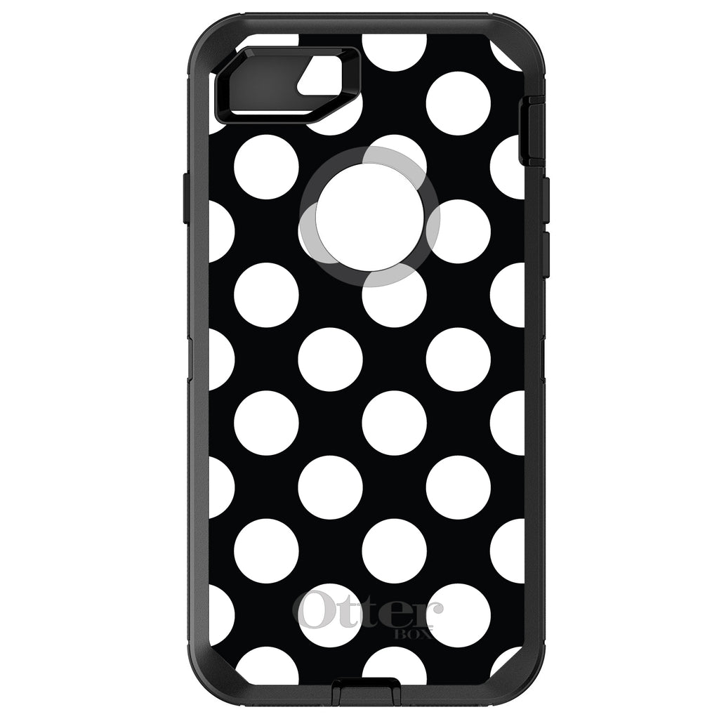 White & Black Polka Dots OtterBox Defender Case for iPhone & Galaxy