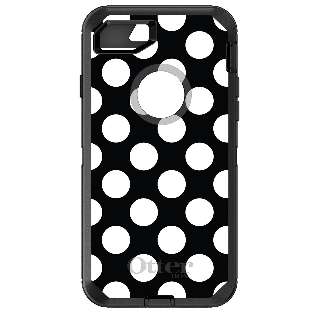 White & Black Polka Dots OtterBox Defender Case for iPhone & Galaxy