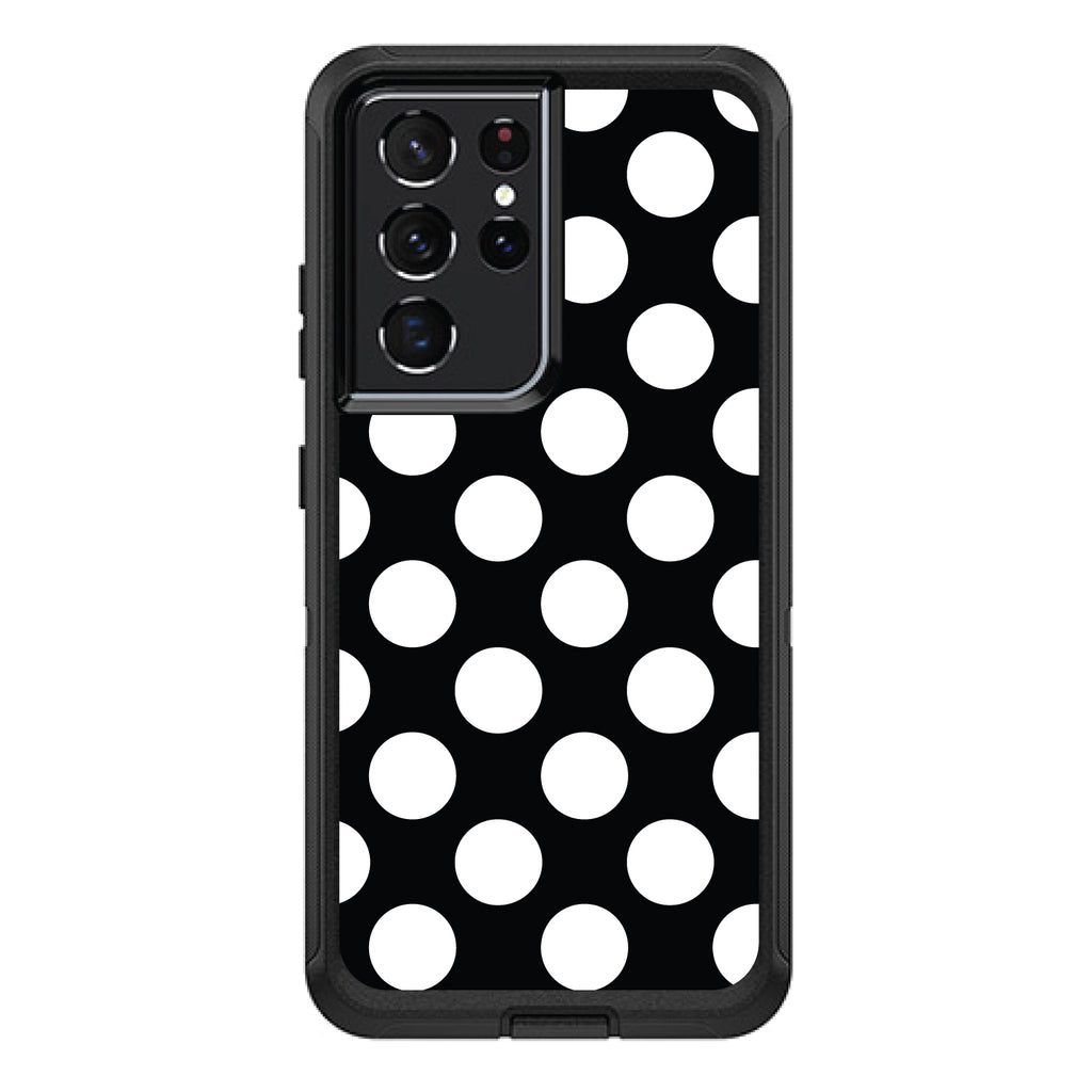 White & Black Polka Dots OtterBox Defender Case for iPhone & Galaxy, view 7