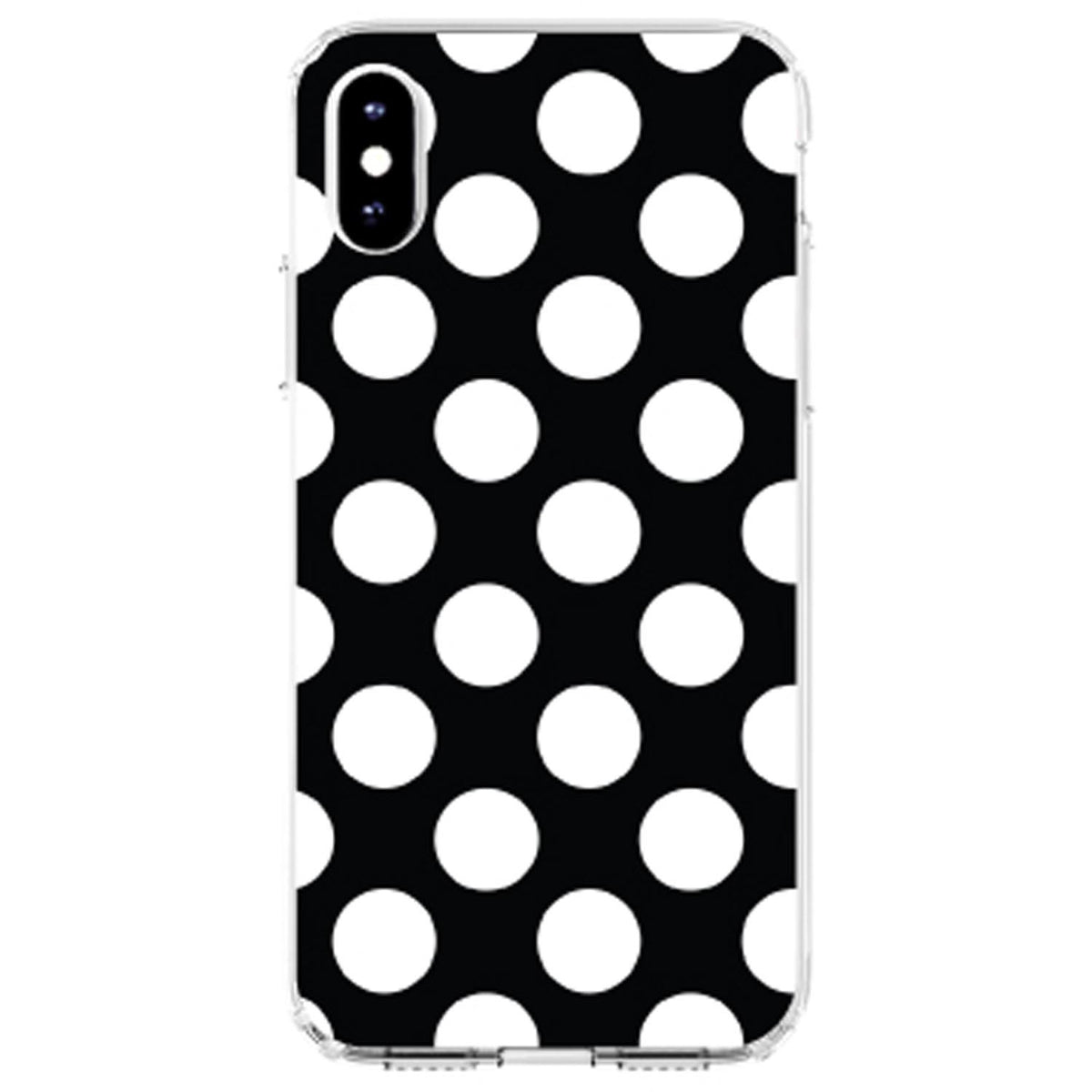 White & Black Polka Dots Clear Shockproof iPhone Case, view 2