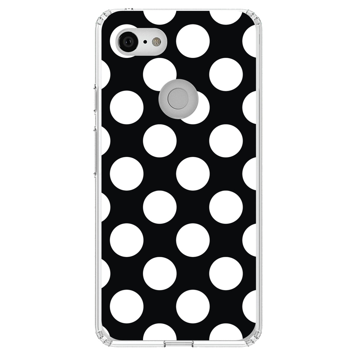 White & Black Polka Dots Clear Shockproof iPhone Case, view 22