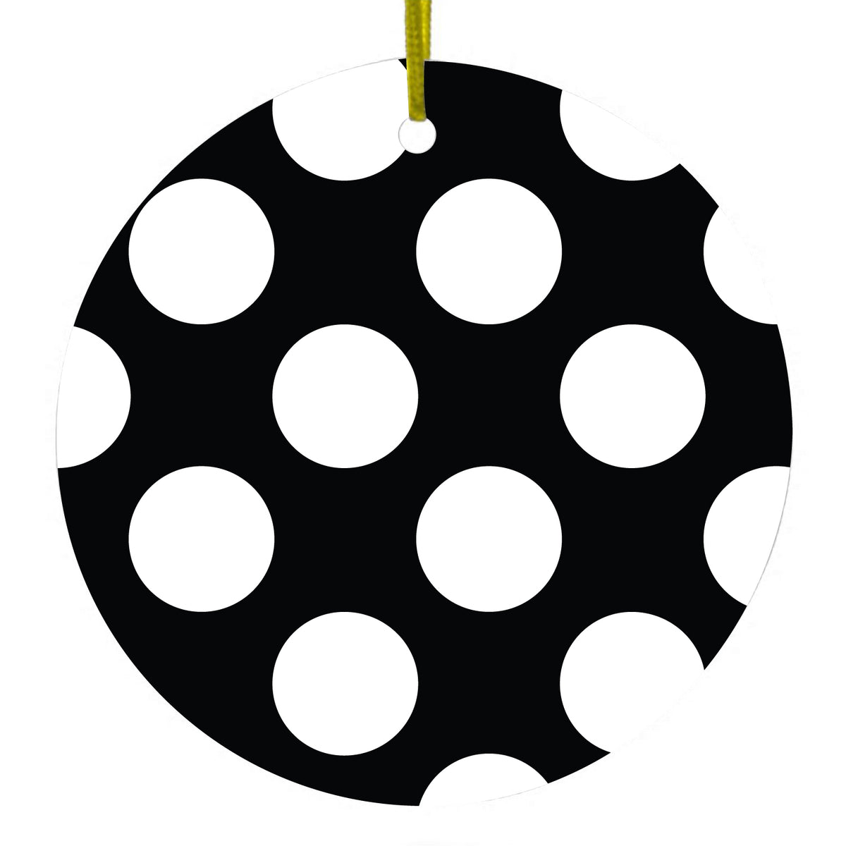 White & Black Polka Dots Ceramic Ornament