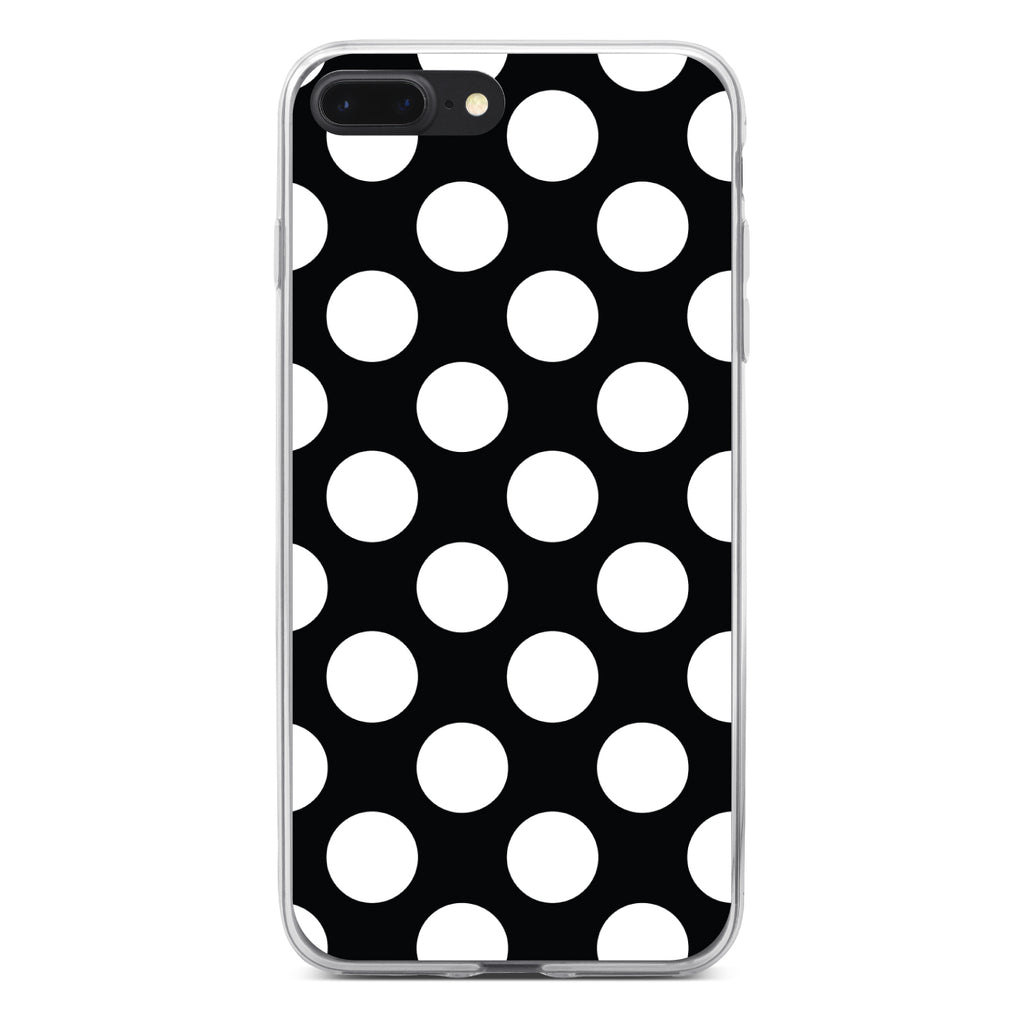 White & Black Polka Dots Clear Shockproof iPhone Case, view 6