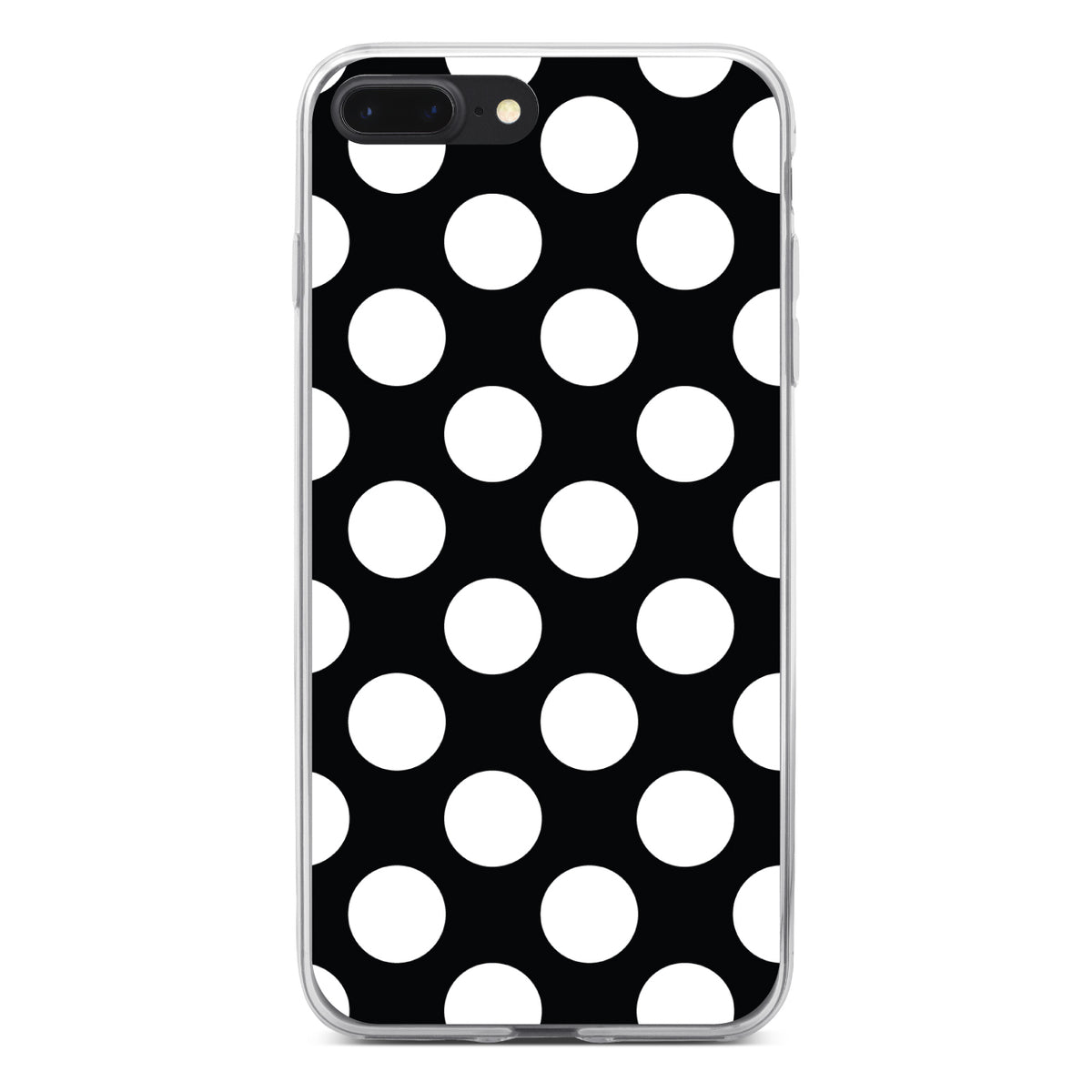White & Black Polka Dots Clear Shockproof iPhone Case, view 6