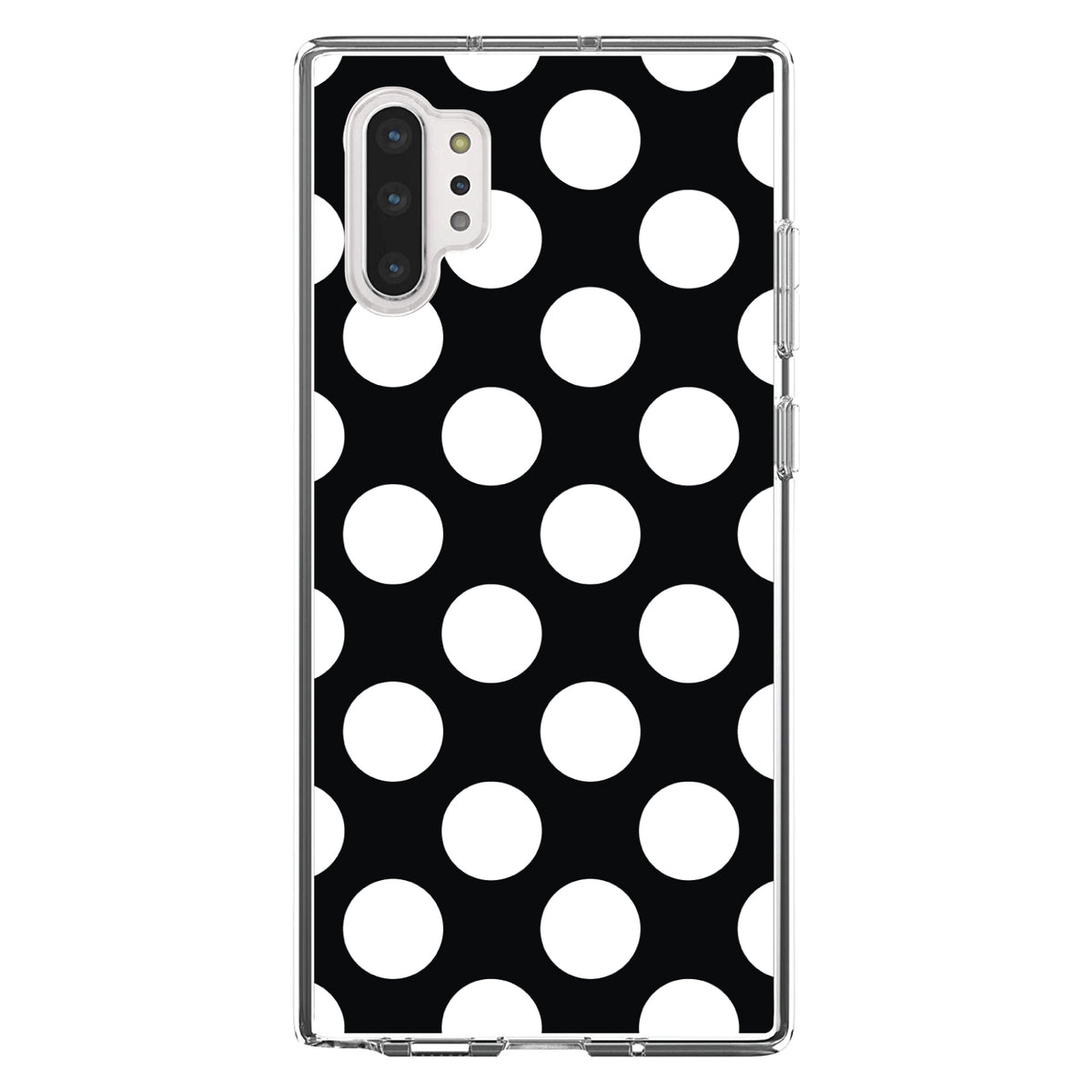 White & Black Polka Dots Clear Shockproof iPhone Case, view 10
