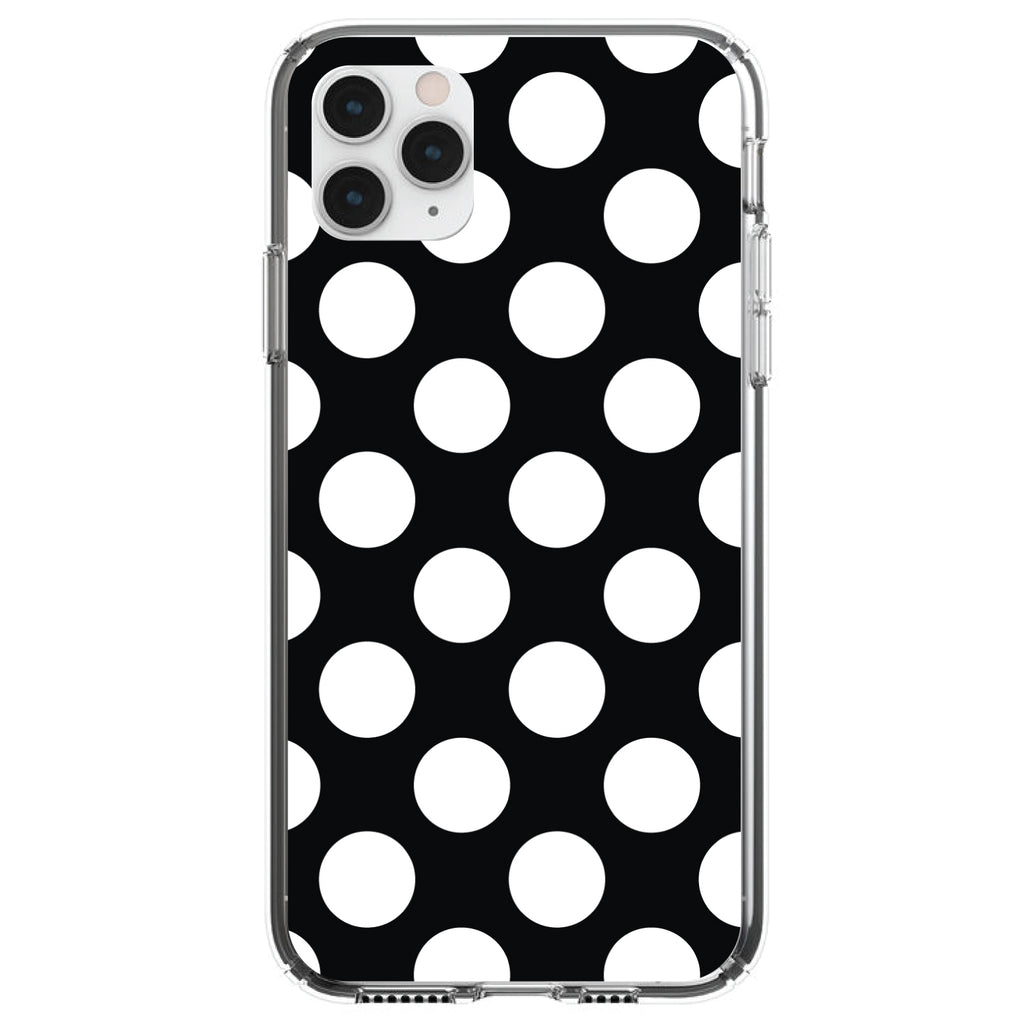 White & Black Polka Dots Clear Shockproof iPhone Case