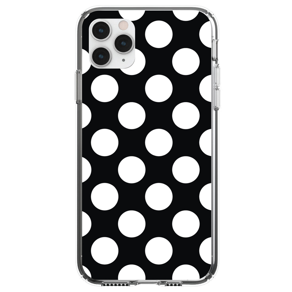 White & Black Polka Dots Clear Shockproof iPhone Case