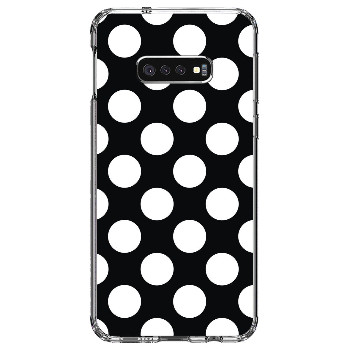 White & Black Polka Dots Clear Shockproof iPhone Case, view 18