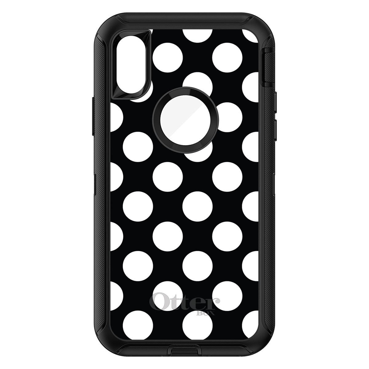 White & Black Polka Dots OtterBox Defender Case for iPhone & Galaxy, view 3