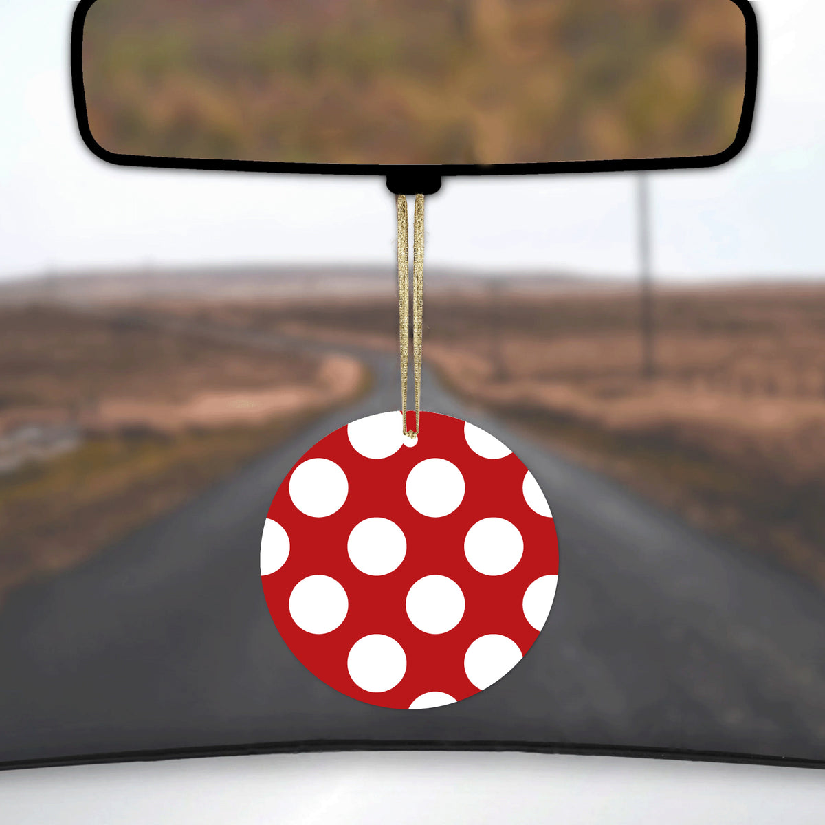 White & Red Polka Dots Ceramic Ornament, view 3