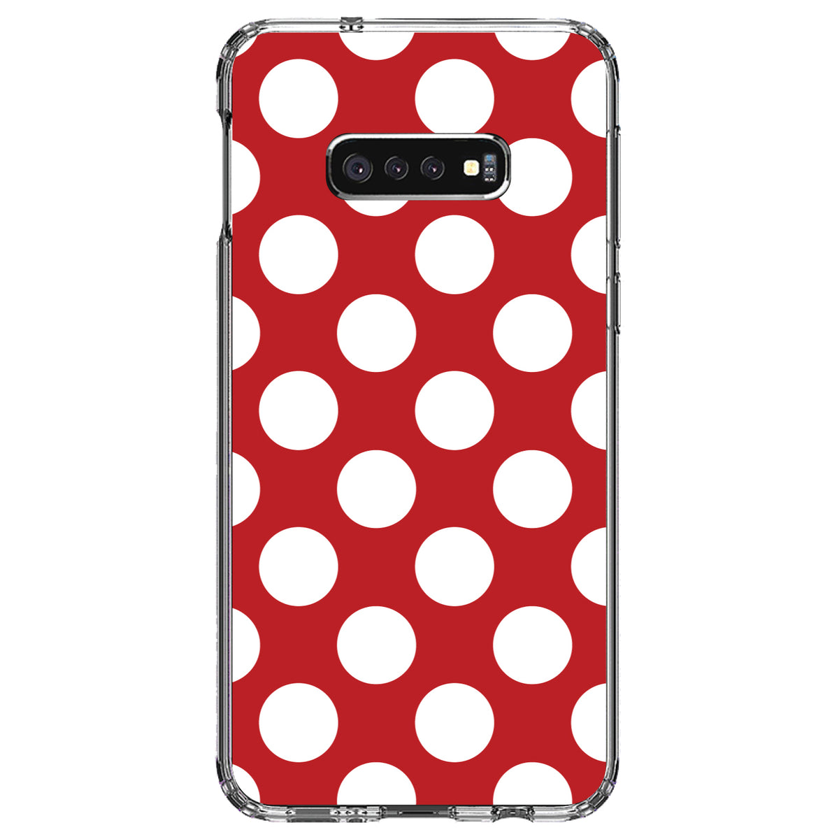 White & Red Polka Dots Clear Shockproof iPhone Case, view 18