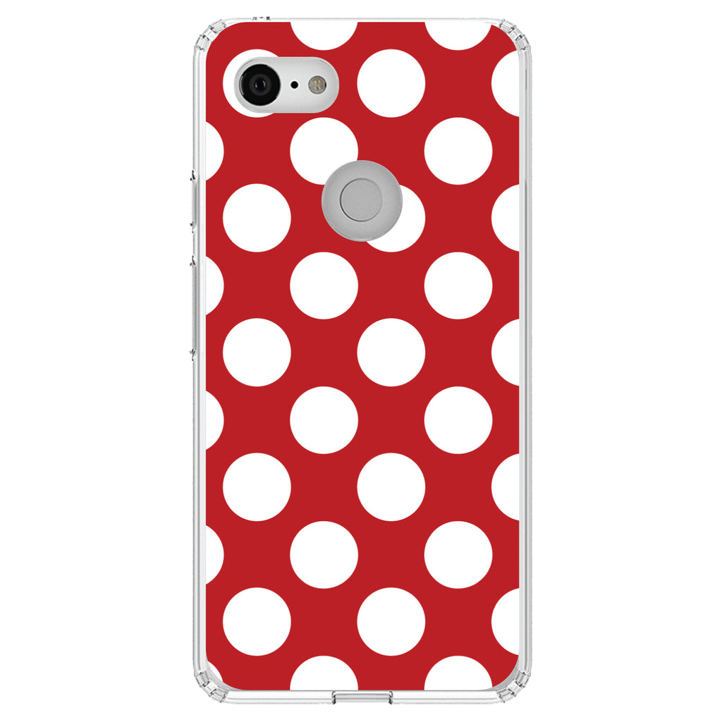 White & Red Polka Dots Clear Shockproof iPhone Case, view 22