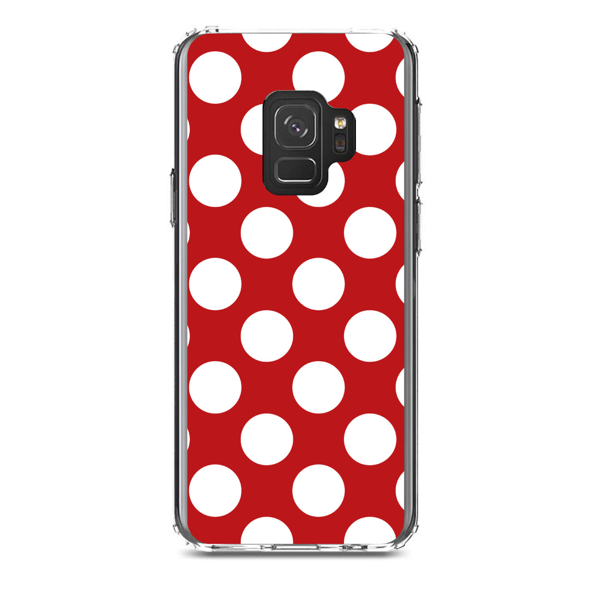 White & Red Polka Dots Clear Shockproof iPhone Case, view 19