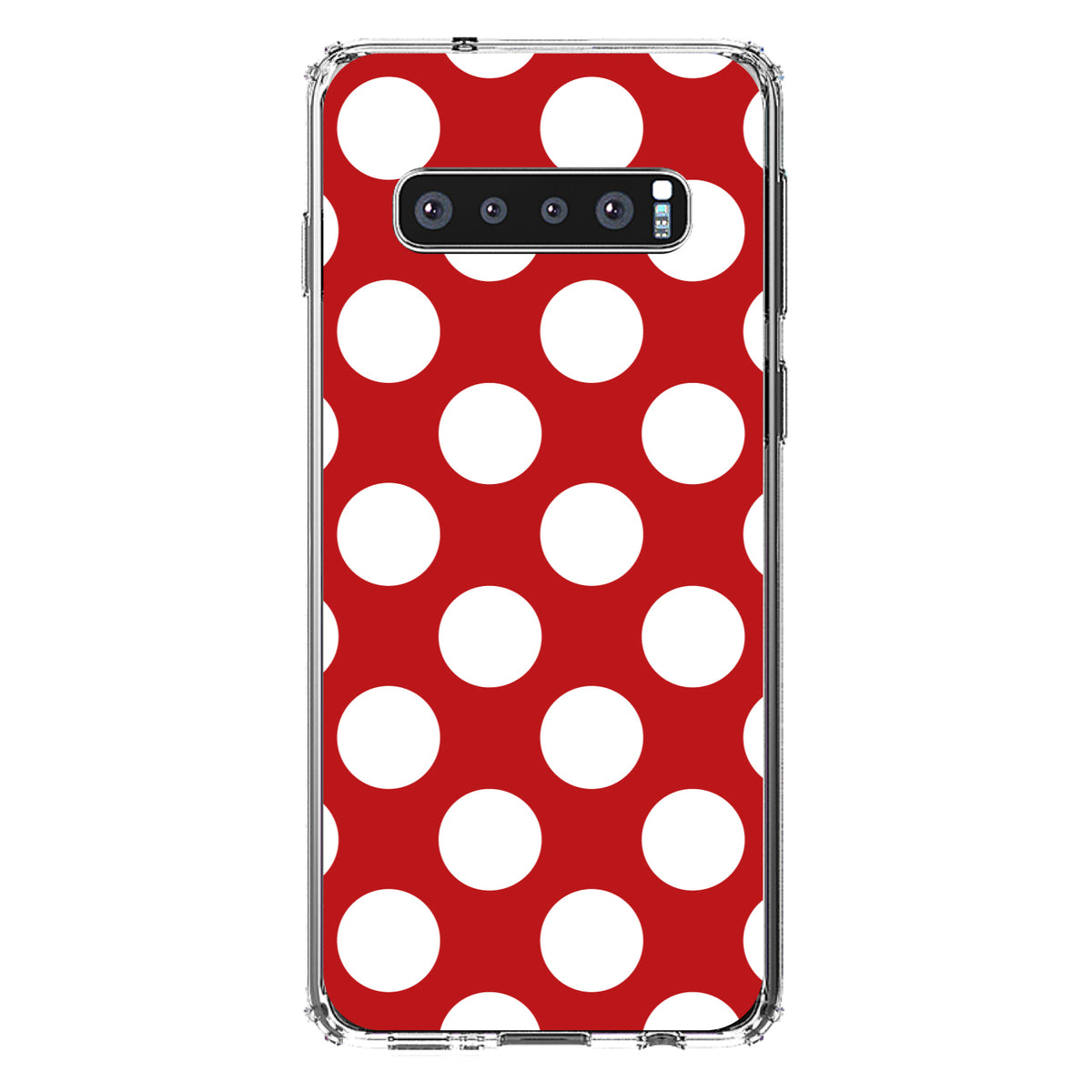 White & Red Polka Dots Clear Shockproof iPhone Case, view 16