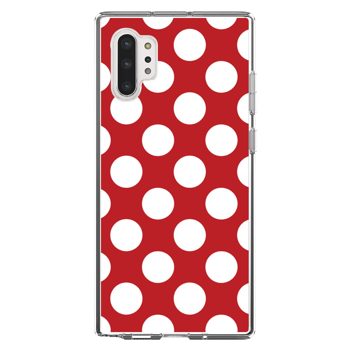 White & Red Polka Dots Clear Shockproof iPhone Case, view 10