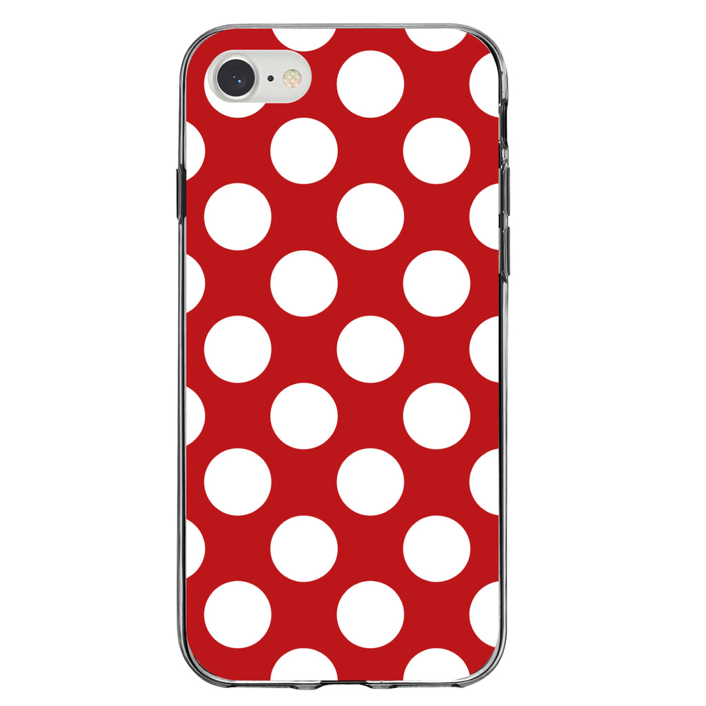 White & Red Polka Dots Clear Shockproof iPhone Case, view 5