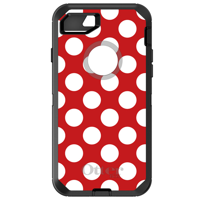 DistinctInk™ OtterBox Defender Series Case for Apple iPhone / Samsung Galaxy / Google Pixel - White & Red Polka Dots