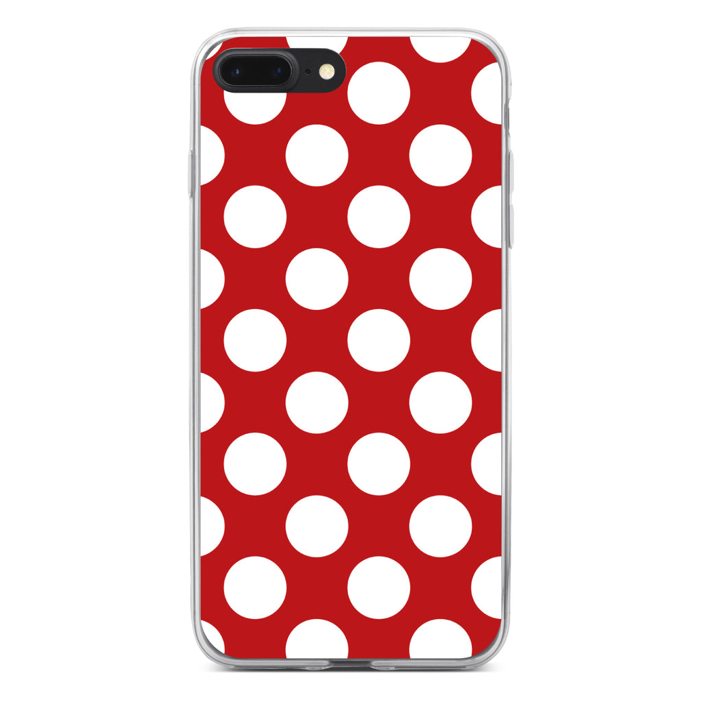 White & Red Polka Dots Clear Shockproof iPhone Case, view 6