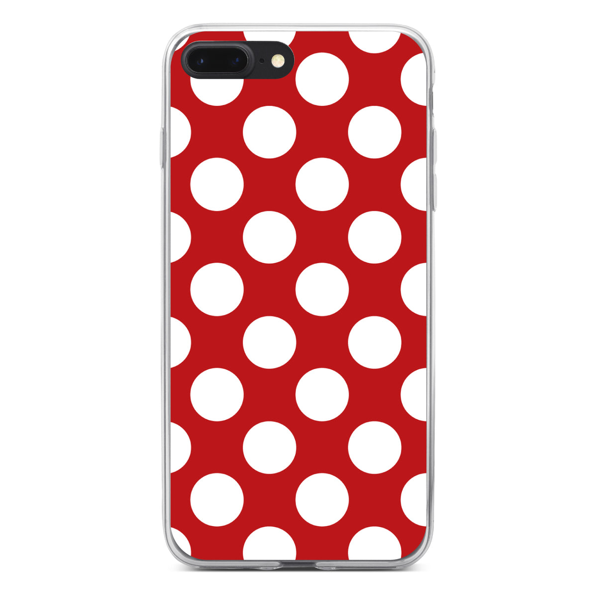 White & Red Polka Dots Clear Shockproof iPhone Case, view 6