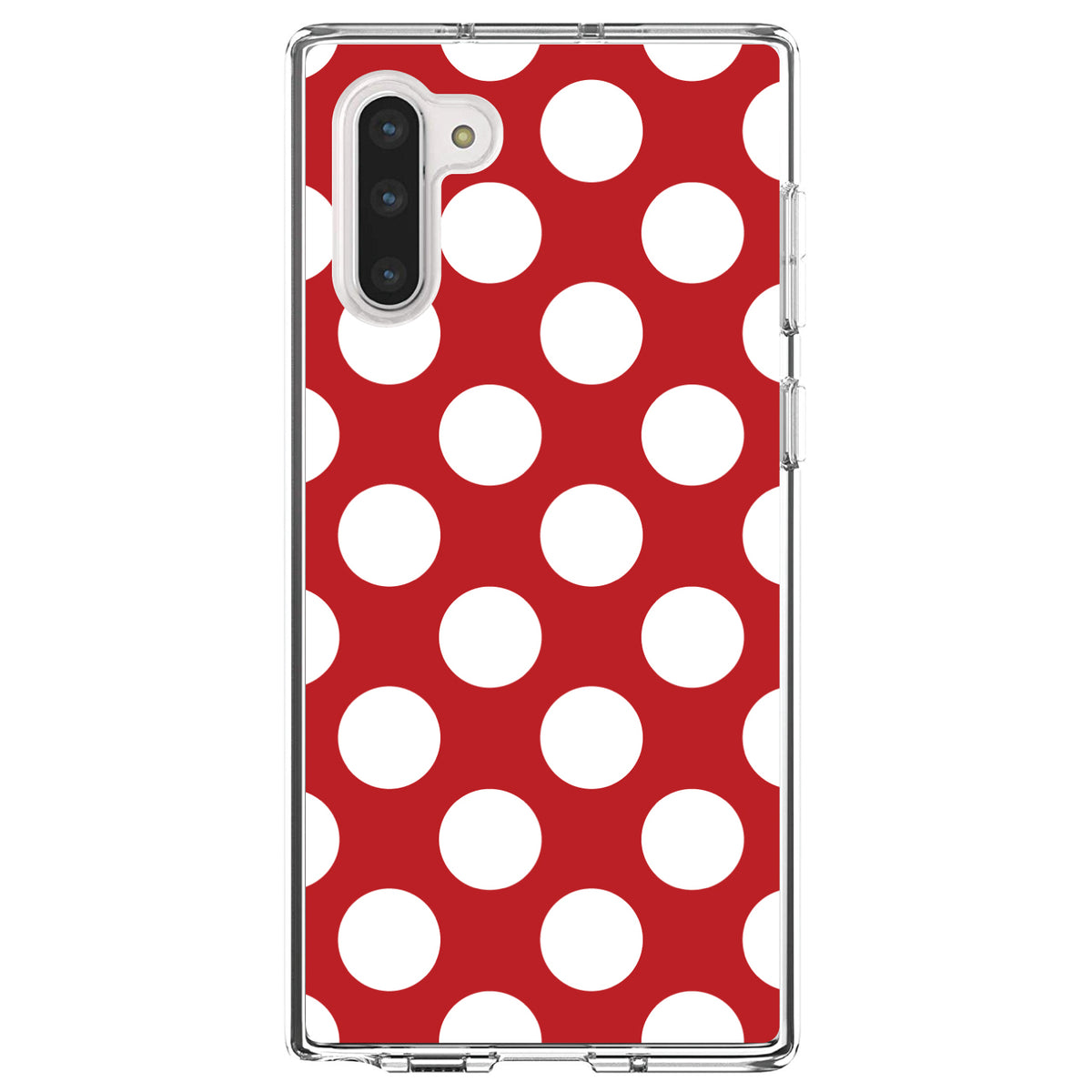 White & Red Polka Dots Clear Shockproof iPhone Case, view 9