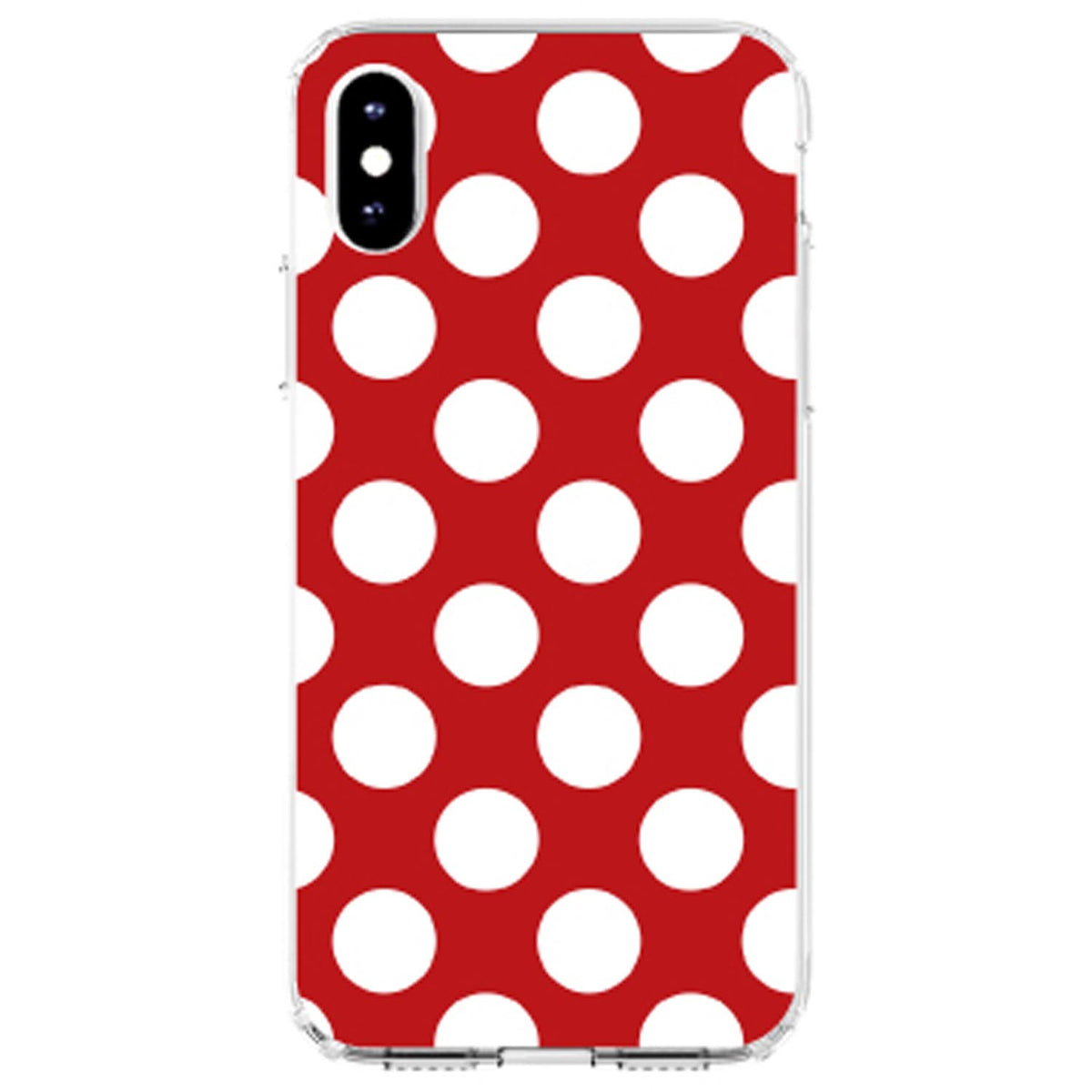 White & Red Polka Dots Clear Shockproof iPhone Case, view 4
