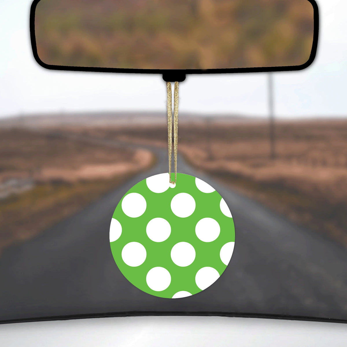 White & Green Polka Dots Ceramic Ornament, view 3
