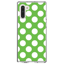 DistinctInk® Clear Shockproof Hybrid Case for Apple iPhone / Samsung Galaxy / Google Pixel - White & Green Polka Dots