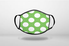 White & Green Polka Dots - 3-Ply Reusable Soft Face Mask Covering, Unisex, Cotton Inner Layer