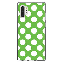 DistinctInk® Clear Shockproof Hybrid Case for Apple iPhone / Samsung Galaxy / Google Pixel - White & Green Polka Dots