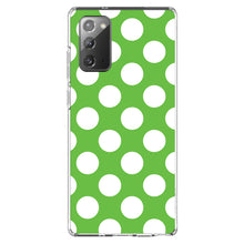 DistinctInk® Clear Shockproof Hybrid Case for Apple iPhone / Samsung Galaxy / Google Pixel - White & Green Polka Dots