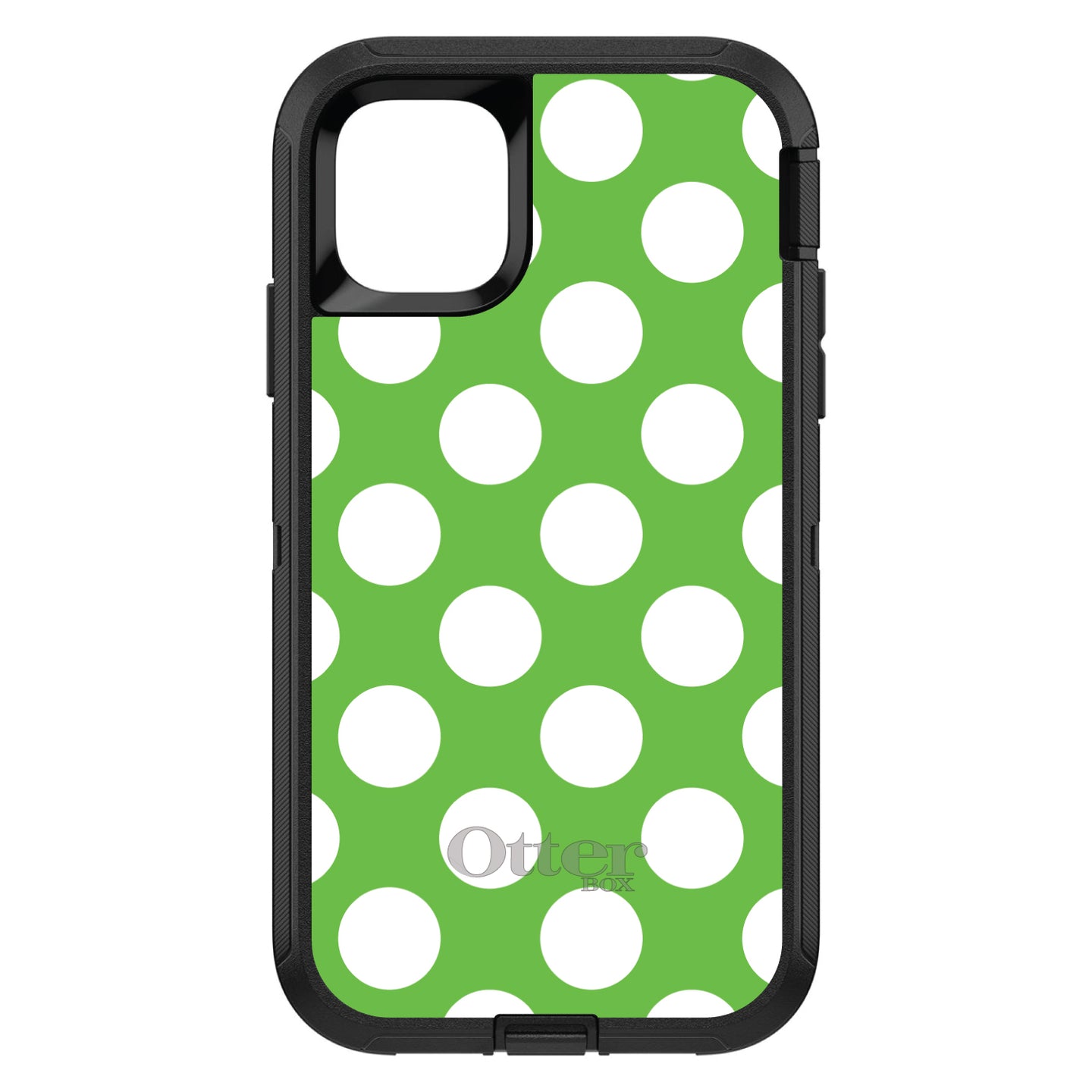 DistinctInk™ OtterBox Defender Series Case for Apple iPhone / Samsung Galaxy / Google Pixel - White & Green Polka Dots