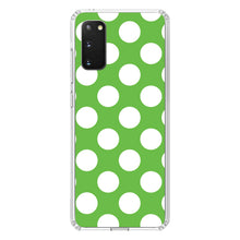 DistinctInk® Clear Shockproof Hybrid Case for Apple iPhone / Samsung Galaxy / Google Pixel - White & Green Polka Dots