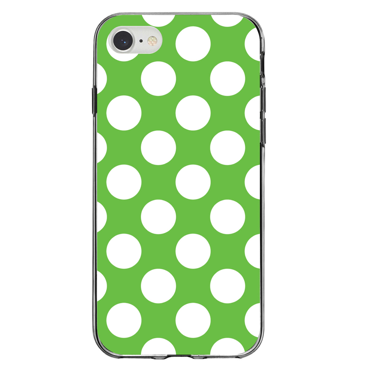 White & Green Polka Dots Clear Shockproof iPhone Case, view 5