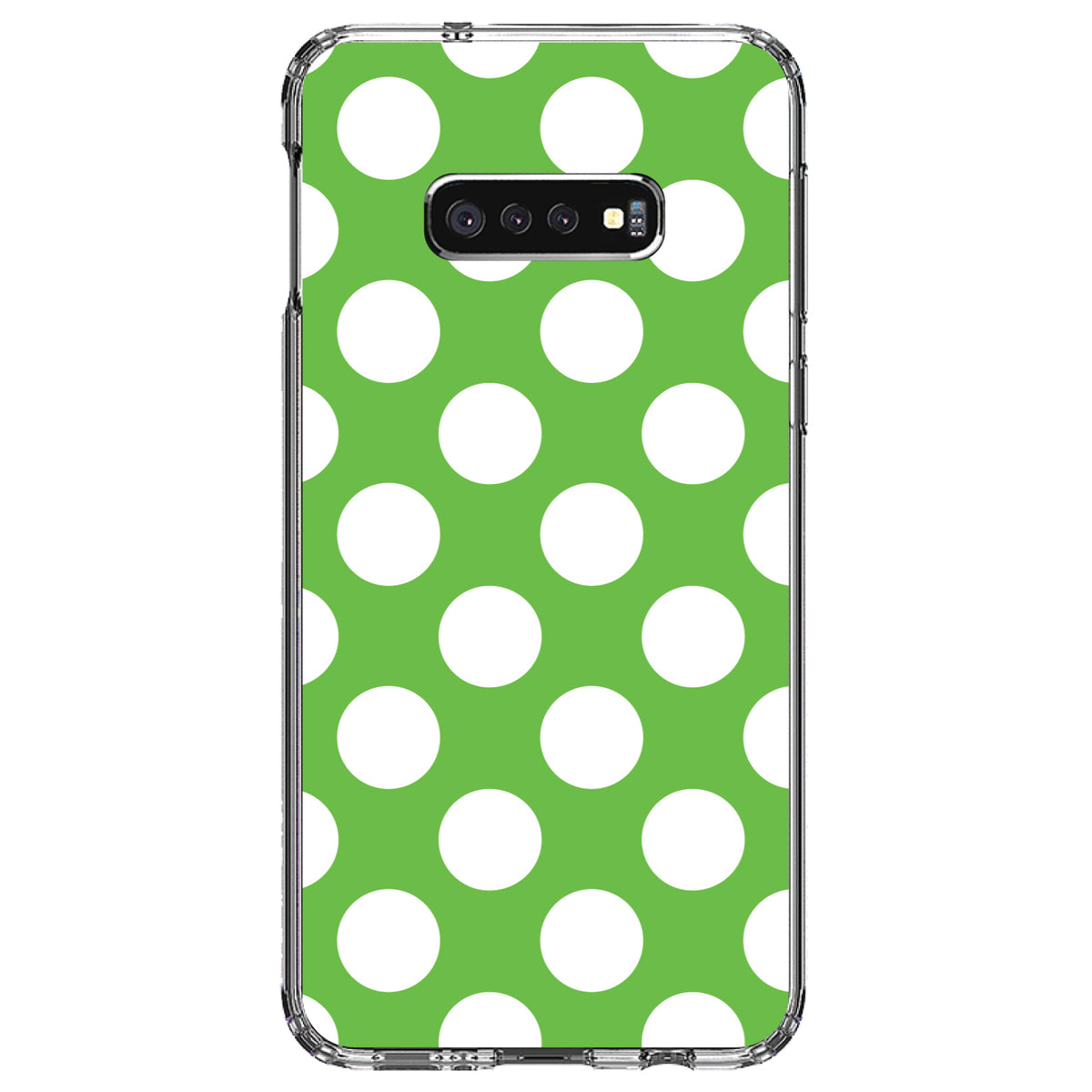 White & Green Polka Dots Clear Shockproof iPhone Case, view 18