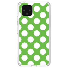 DistinctInk® Clear Shockproof Hybrid Case for Apple iPhone / Samsung Galaxy / Google Pixel - White & Green Polka Dots