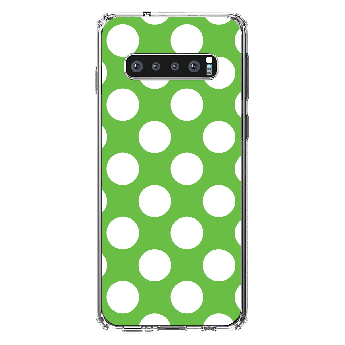 White & Green Polka Dots Clear Shockproof iPhone Case, view 16