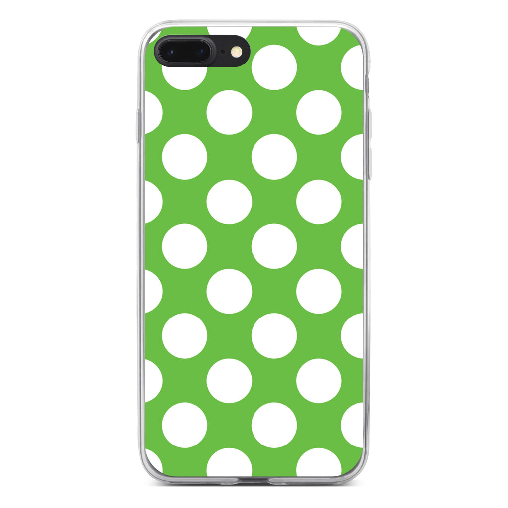 White & Green Polka Dots Clear Shockproof iPhone Case, view 6