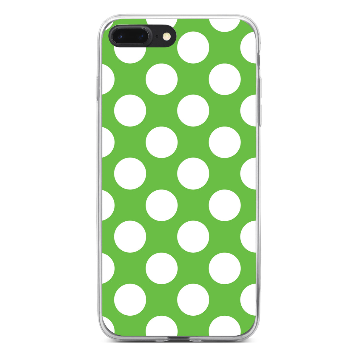 White & Green Polka Dots Clear Shockproof iPhone Case, view 6