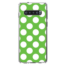 DistinctInk® Clear Shockproof Hybrid Case for Apple iPhone / Samsung Galaxy / Google Pixel - White & Green Polka Dots