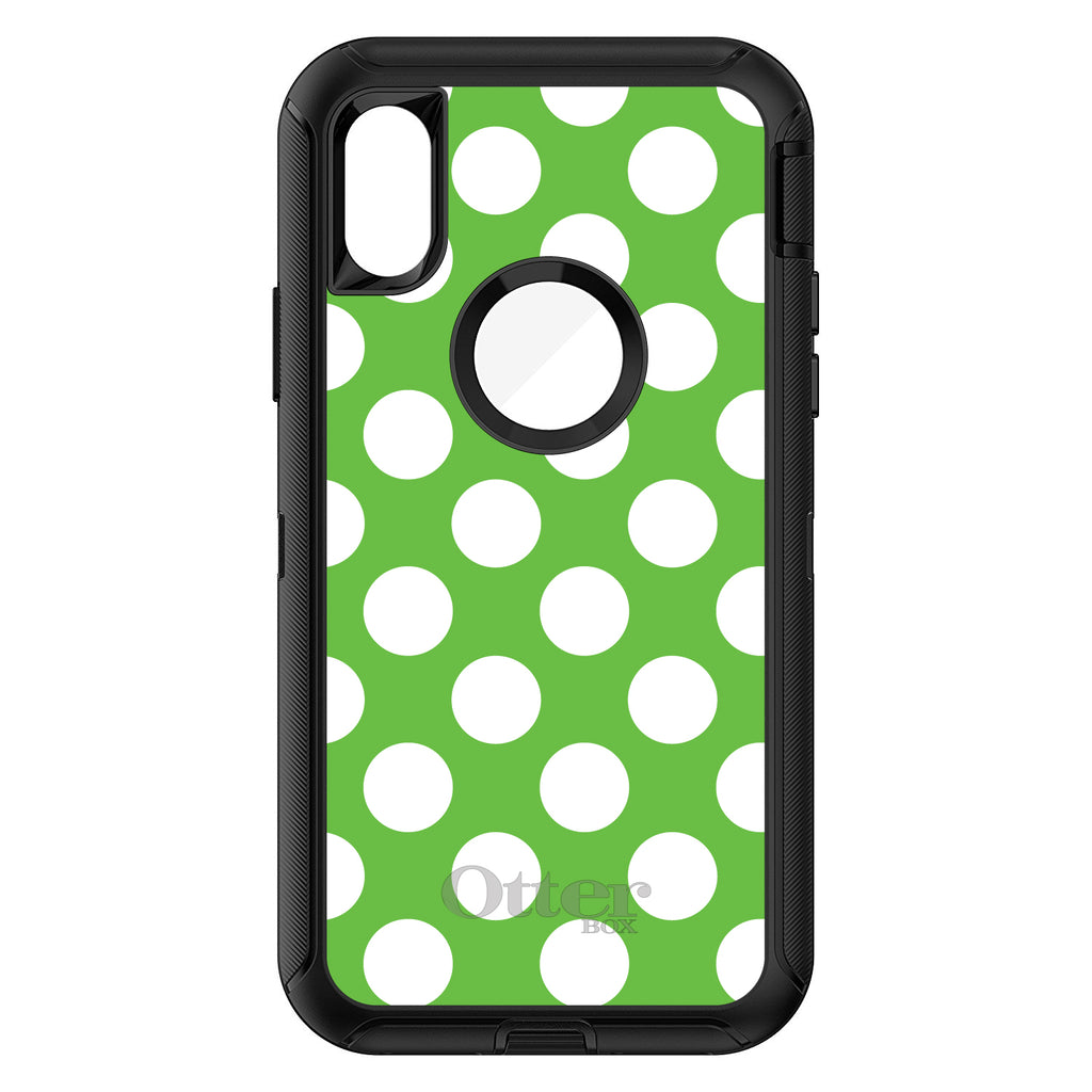 White & Green Polka Dots OtterBox Defender Case for iPhone & Galaxy, view 3