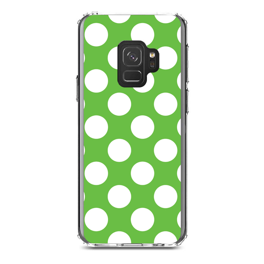White & Green Polka Dots Clear Shockproof iPhone Case, view 19