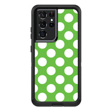 DistinctInk™ OtterBox Defender Series Case for Apple iPhone / Samsung Galaxy / Google Pixel - White & Green Polka Dots
