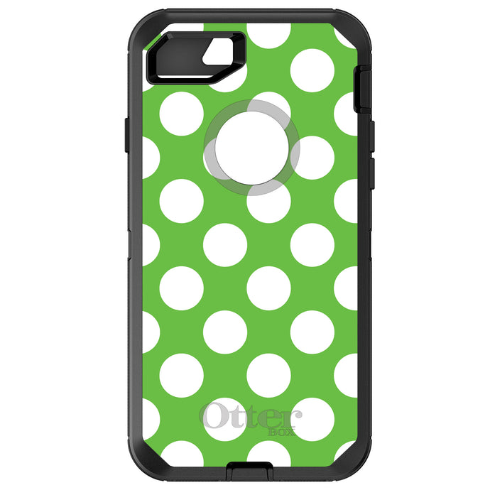DistinctInk™ OtterBox Defender Series Case for Apple iPhone / Samsung Galaxy / Google Pixel - White & Green Polka Dots