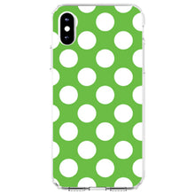 DistinctInk® Clear Shockproof Hybrid Case for Apple iPhone / Samsung Galaxy / Google Pixel - White & Green Polka Dots