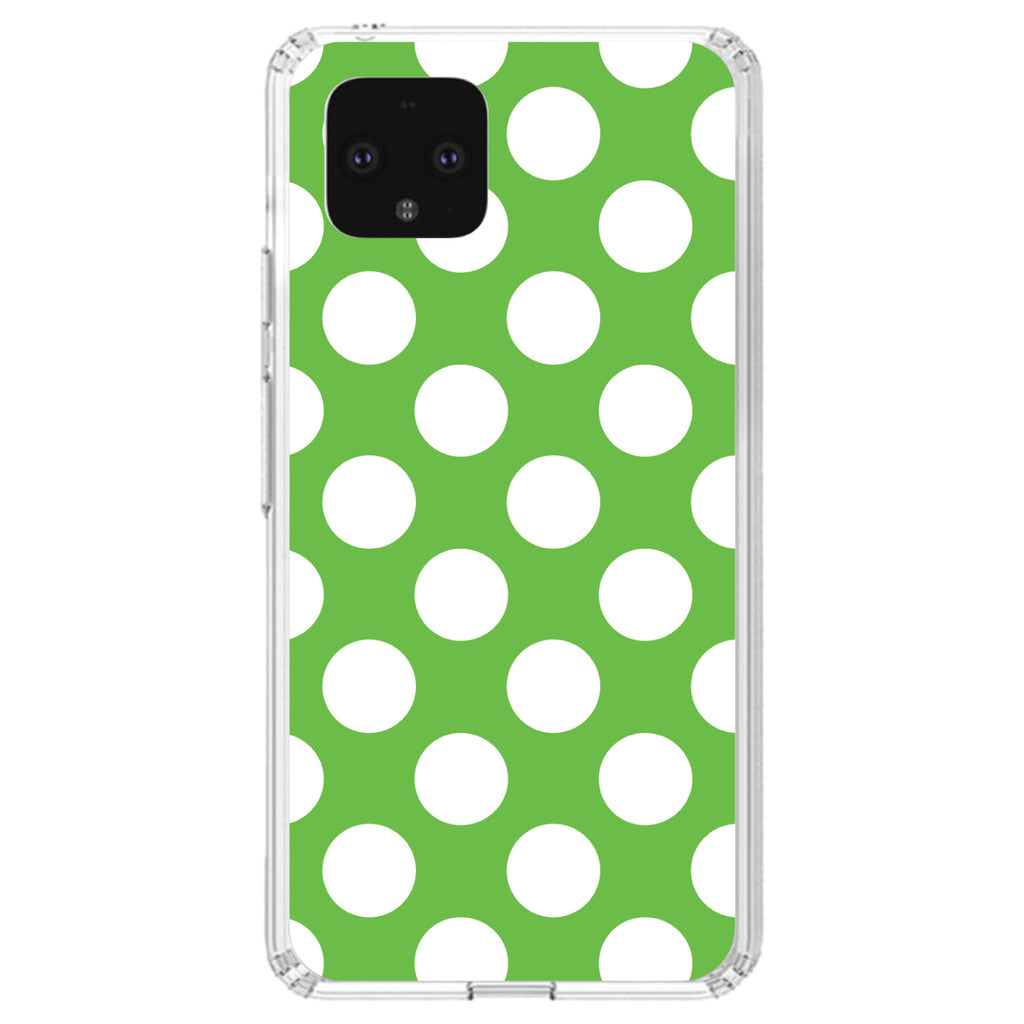 White & Green Polka Dots Clear Shockproof iPhone Case, view 24