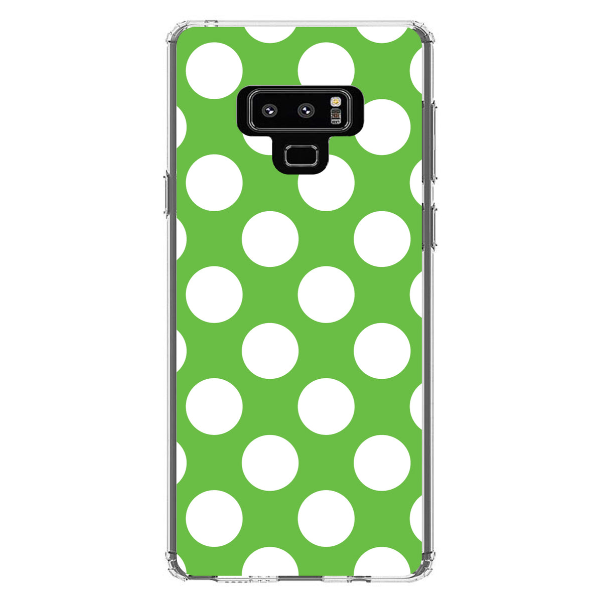 White & Green Polka Dots Clear Shockproof iPhone Case, view 11