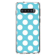 DistinctInk® Clear Shockproof Hybrid Case for Apple iPhone / Samsung Galaxy / Google Pixel - White & Blue Polka Dots